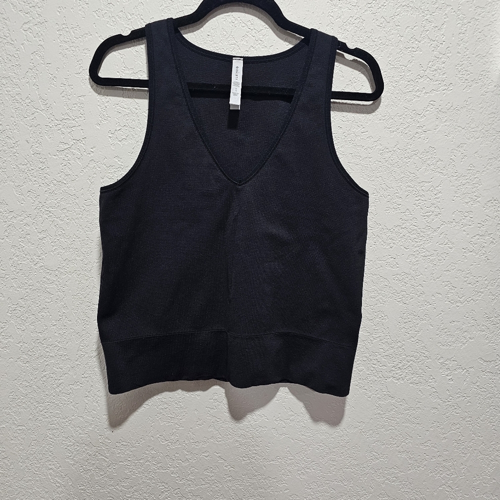 ATHLETA TOP AURORA SEAMLESS CROP RIB TANK Black XL Xtra Large